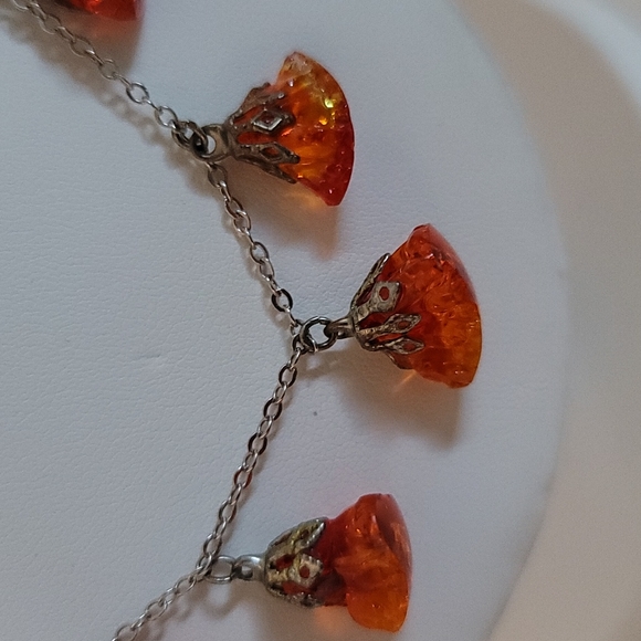 Vintage Orange Glass Necklace - Picture 2 of 4